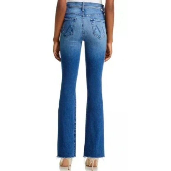 NWT MOTHER The Cruiser Sneak Fray Jeans in Hike Hike Baby Size 25 Stretch - Picture 4 of 9